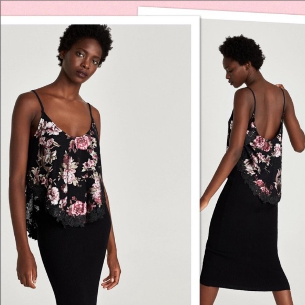 Zara - Black Floral Tank